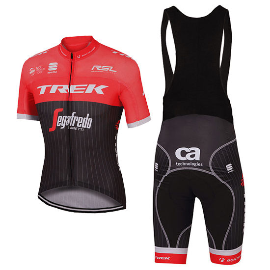 2017 Maillot Trek Segafredo Tirantes Mangas Cortas negro e rojo